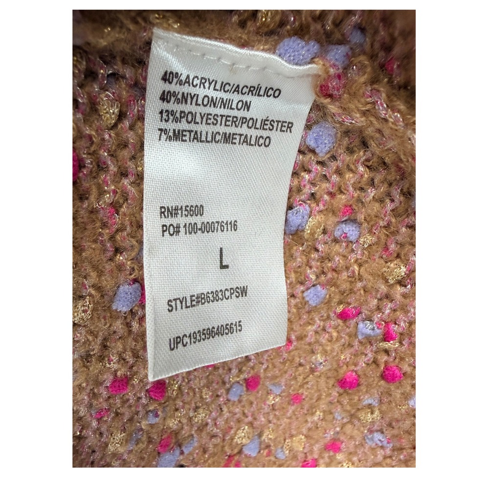 Democracy Womens Gold Metallic Pointelle Confetti Knit Sweater Size Large NWT - Picture 4 of 6